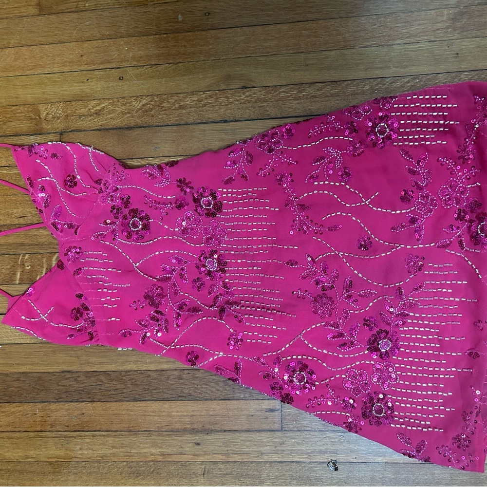 Peppermayo Pink Sequin Floral Dress